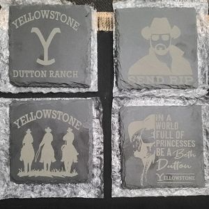 Yellowstone slate coaster set